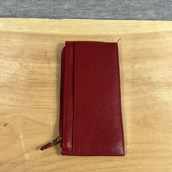 Lodi’s Women’s Credit Card Stacker Wallet Slim Red Pebbled Leather 8 Card Pocket - Picture 2 of 6